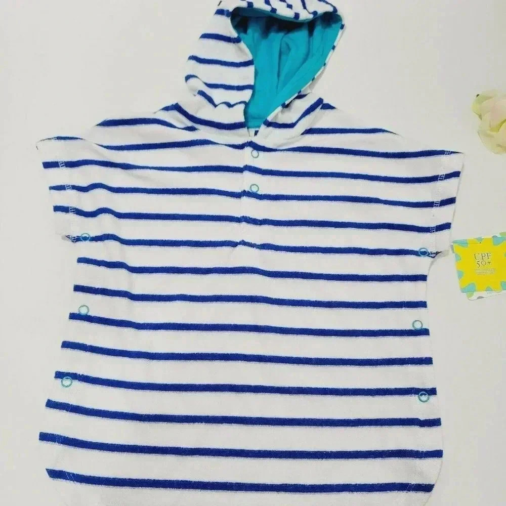 Little Me Pullover Hoodie Sweater Blue/White 12M
